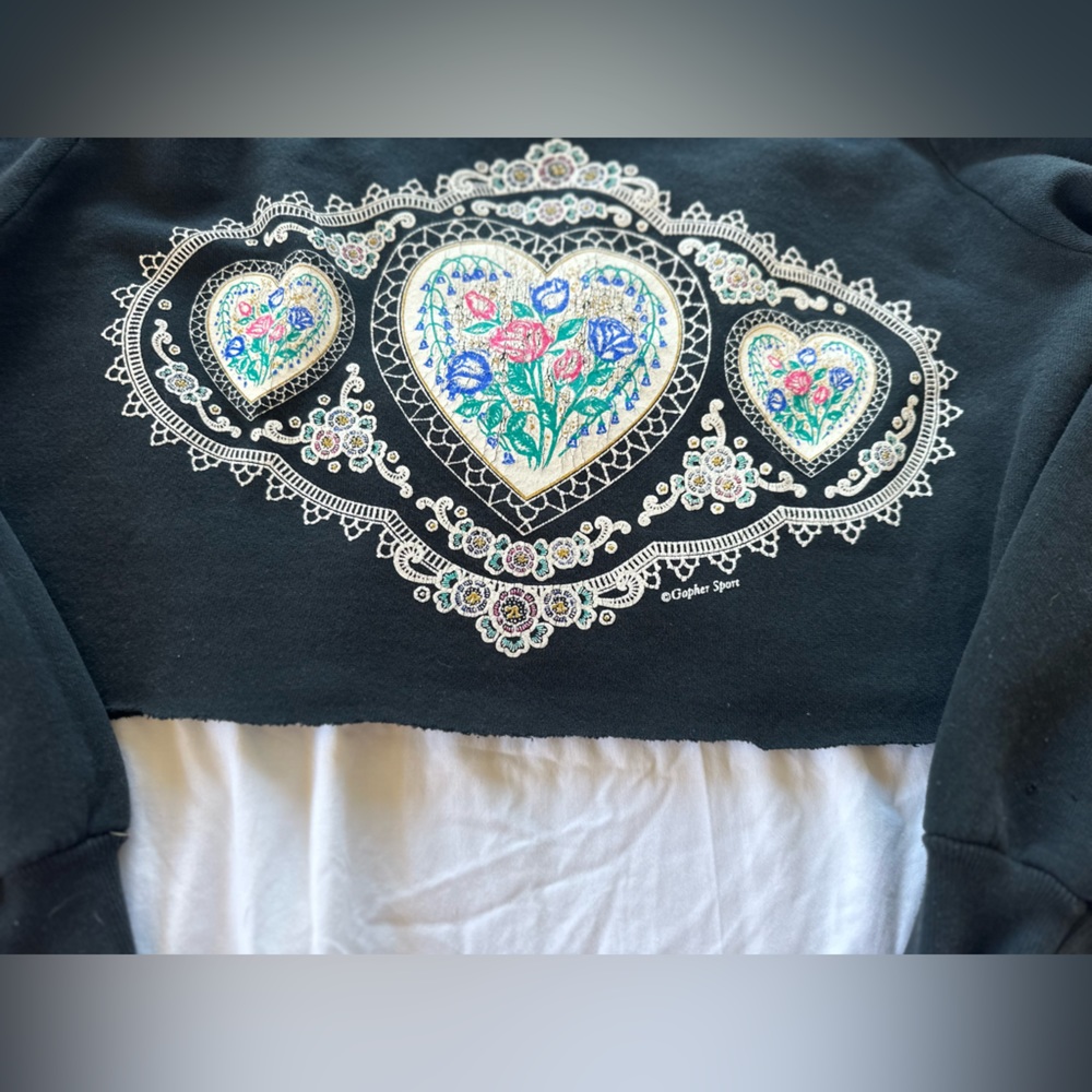 90s CROP SWEATSHIRT VINTAGE RAW HEM M-XL - Picture 4 of 5